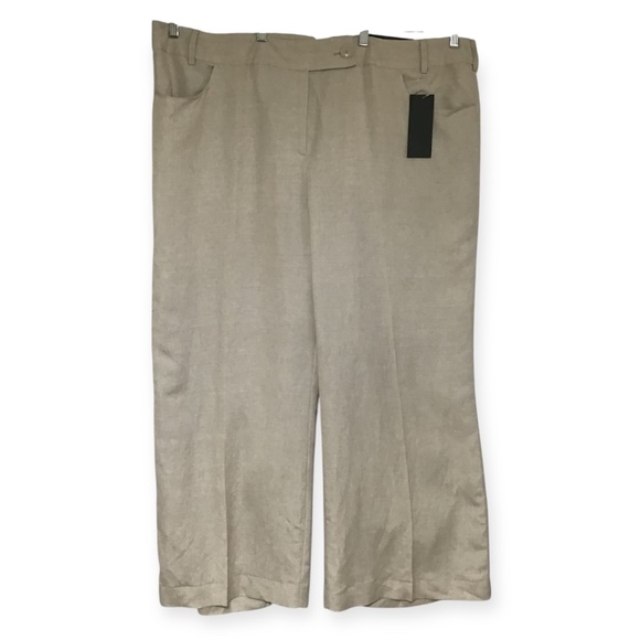 Lane Bryant Pants Trousers Womens Plus Size 26 Beige Linen Blend Wide Leg Career - Picture 1 of 14